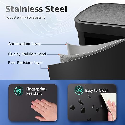 WLIVE 13 Gallon Trash Can, 50 Liter Large Capacity Motion Sensor Automatic