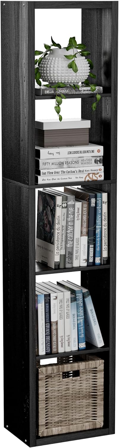 Tall Cube Storage Organizer Bookcase, 5 Tier 11 inch Open Back Cubical Shelf ...