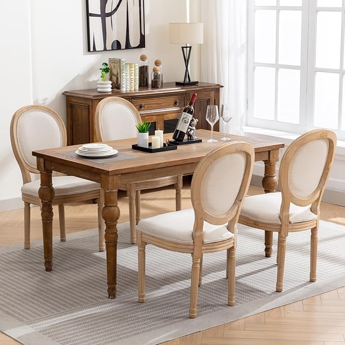French Country Dining Chairs Set of 8, Cream Kitchen & Dining Room Chairs...
