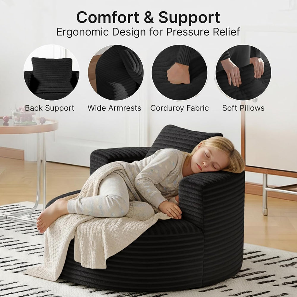 35.4'' Round Chaise Lounge Sofa Indoor Boneless Circle Chair