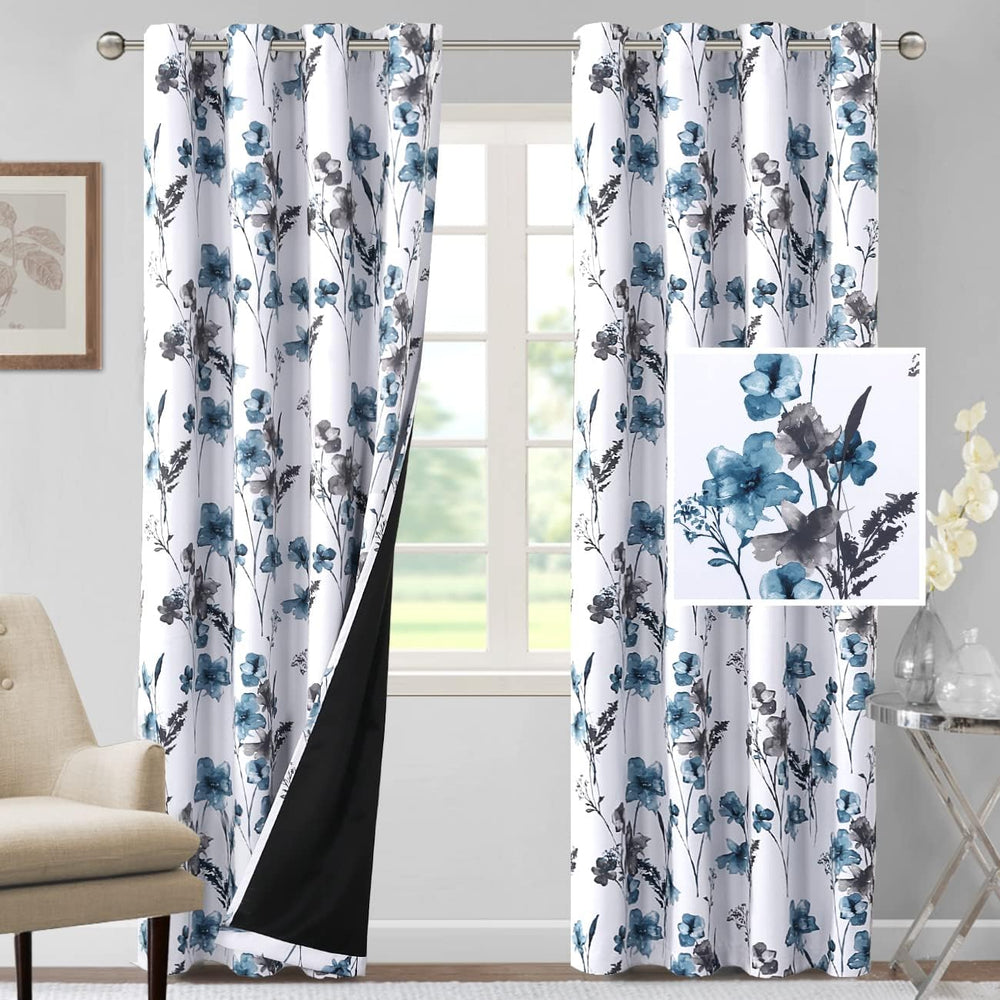 H.VERSAILTEX 100% Blackout Curtains 84 inch Length 2 Panels Set Cattleya Flor...