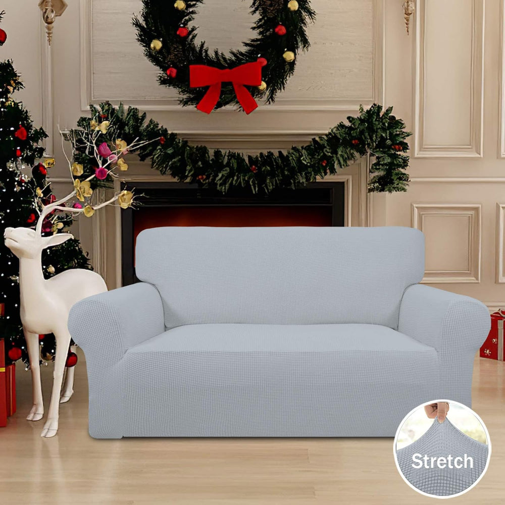 Easy-Going Stretch Loveseat Couch Covers Washable Silver Gray