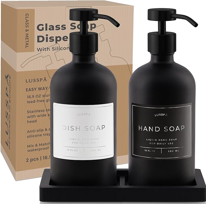 Glass Soap Dispenser Set of 2