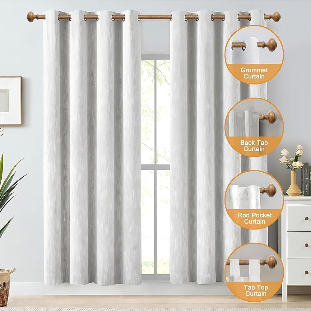 1 Pack Boho Rustic Adjustable Wood Curtain Rod 32-88 Inch, Wood