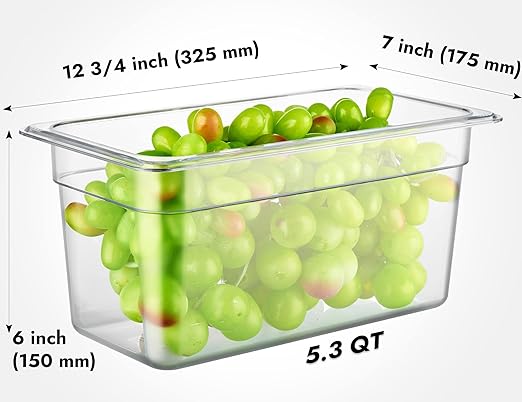 CURTA 6-Pack 1/3 Size 6" Deep NSF Polycarbonate Food Pans | Dishwasher &...