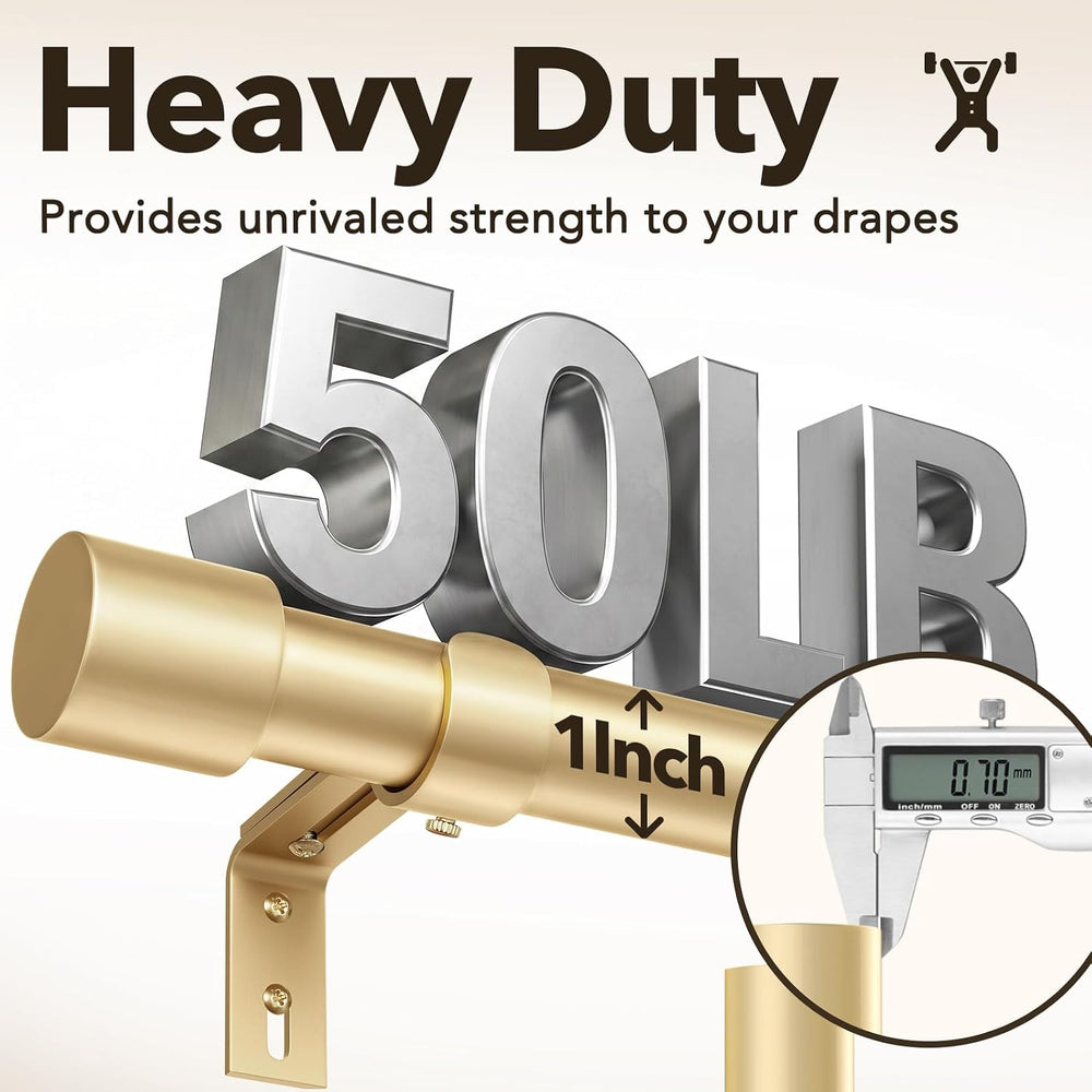 IFELS 2 Pack Heavy Duty Curtain Rods for Windows 28 to 48 Inch, 1 Inch Gold C...