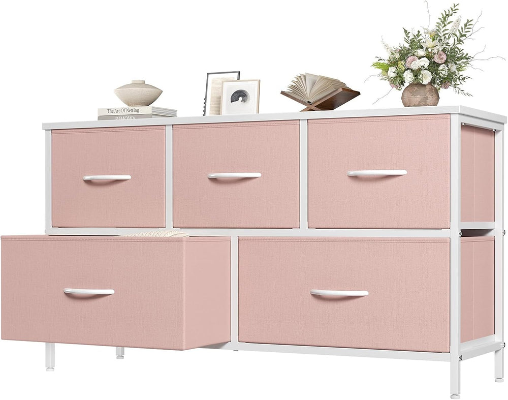 OLIXIS Fabric Dresser for Bedroom, Wide Chest of Drawer for Clothes Storage