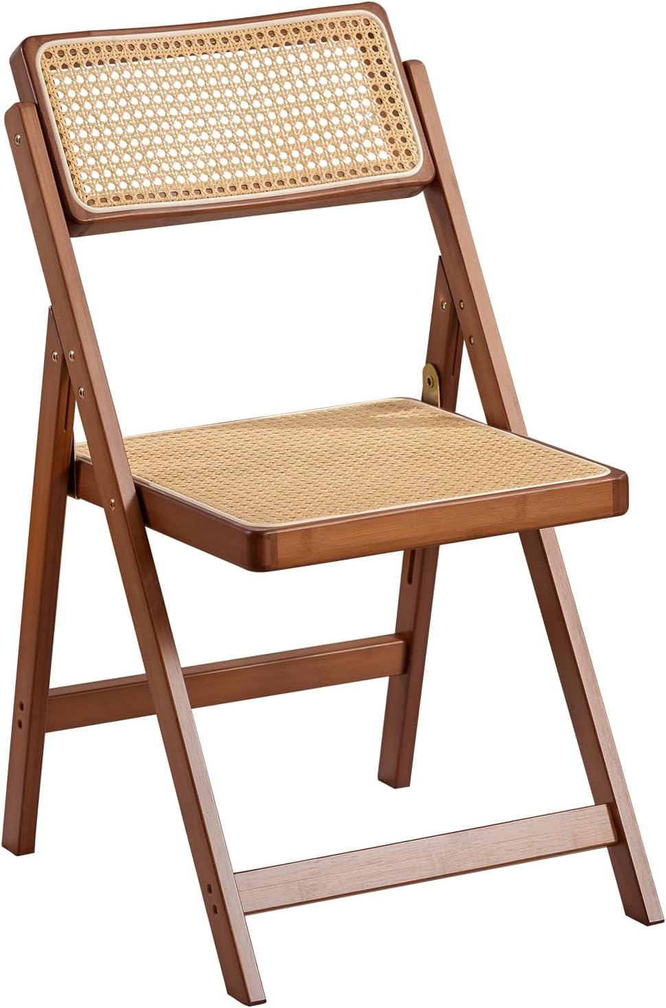 Furlide Rattan Folding Chair, Bamboo Dining Chair for Kitchen, Walnut