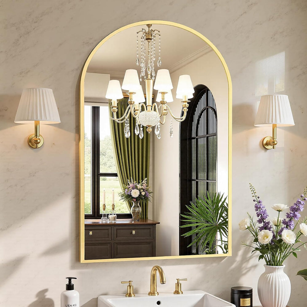 Sweetcrispy 24"x 36" Arched Gold Bathroom Mirrors for Wall, Vanity ...