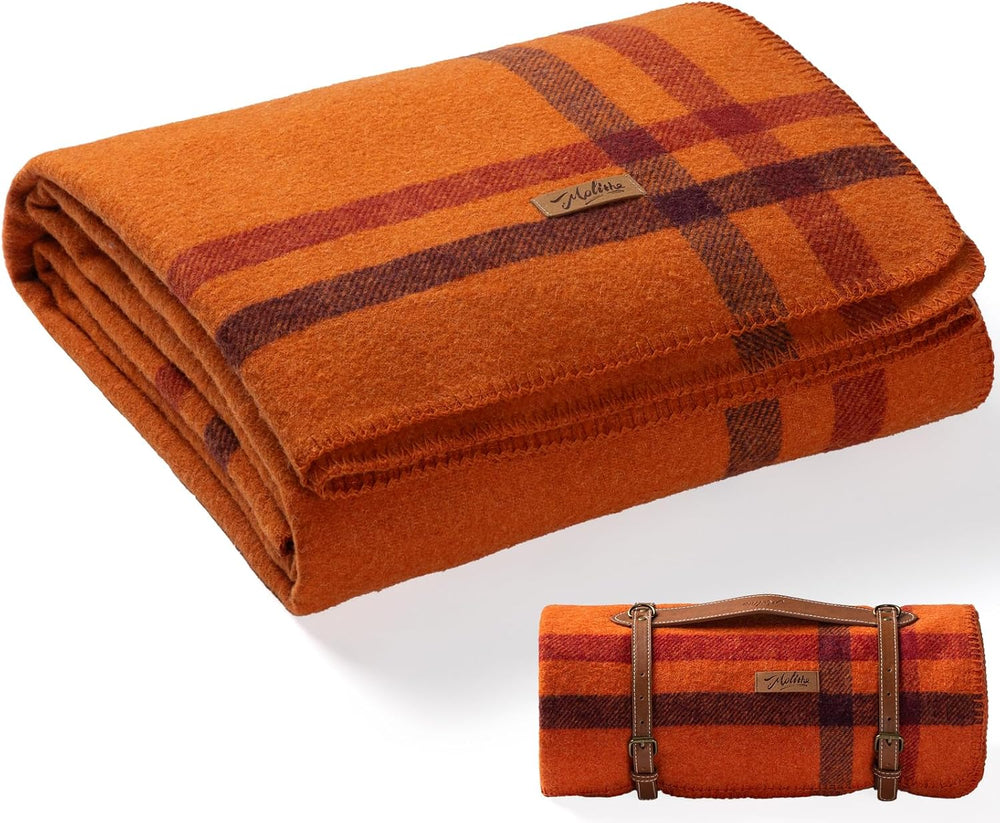 Molithe 100% Wool Blanket, 62" x 86", Warm, Thick, Military, Campin...