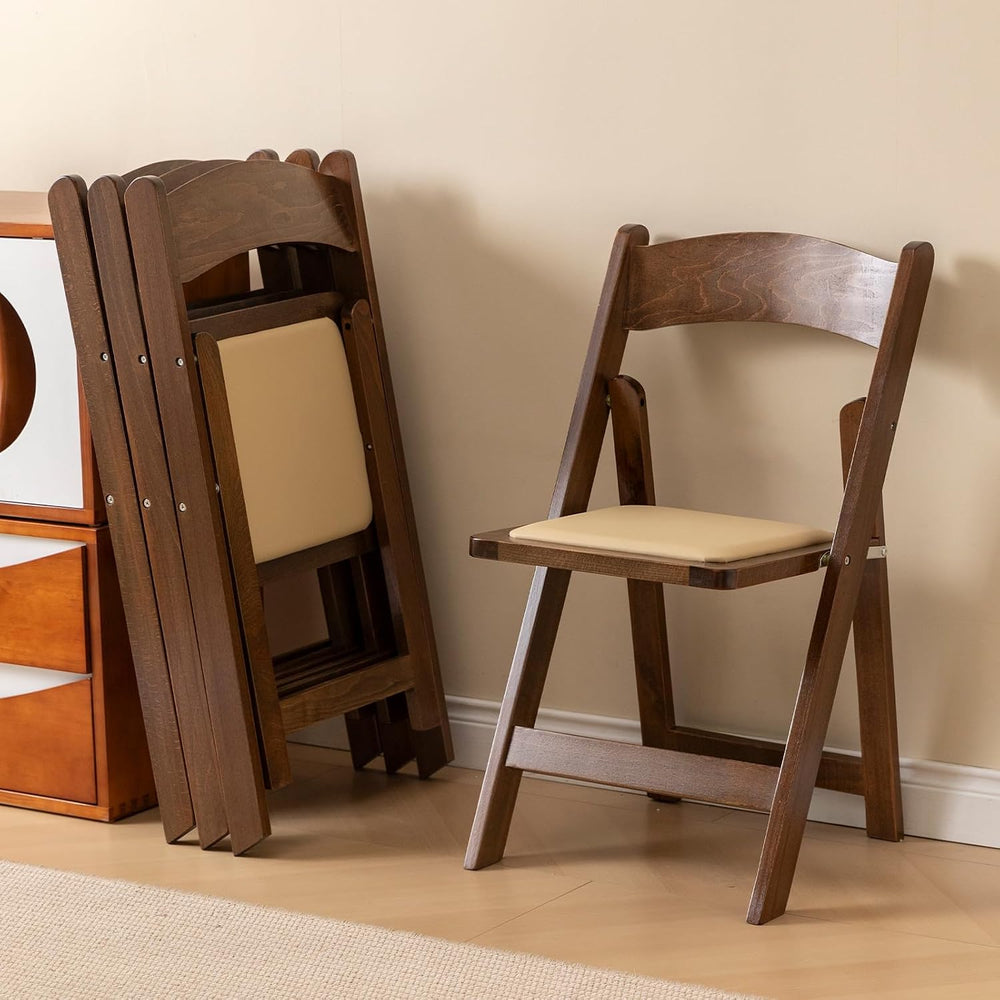 Wooden Folding Chair, Classic-Fruit Wood Color, Set of 4