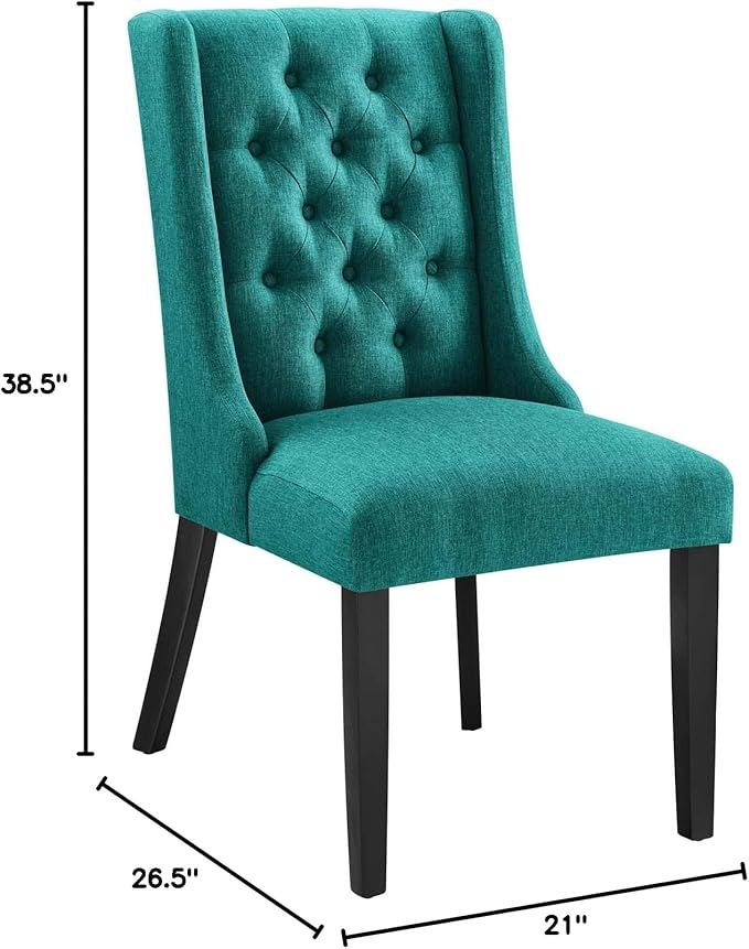 Modway Baronet Button-Tufted Fabric Parsons Dining Chair in Teal