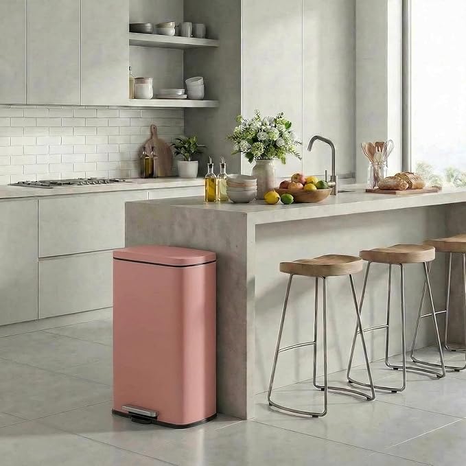 8 Gal Kitchen Trash Can, 30L Recycling or Garbage Bin, Brushed Stainless Steel