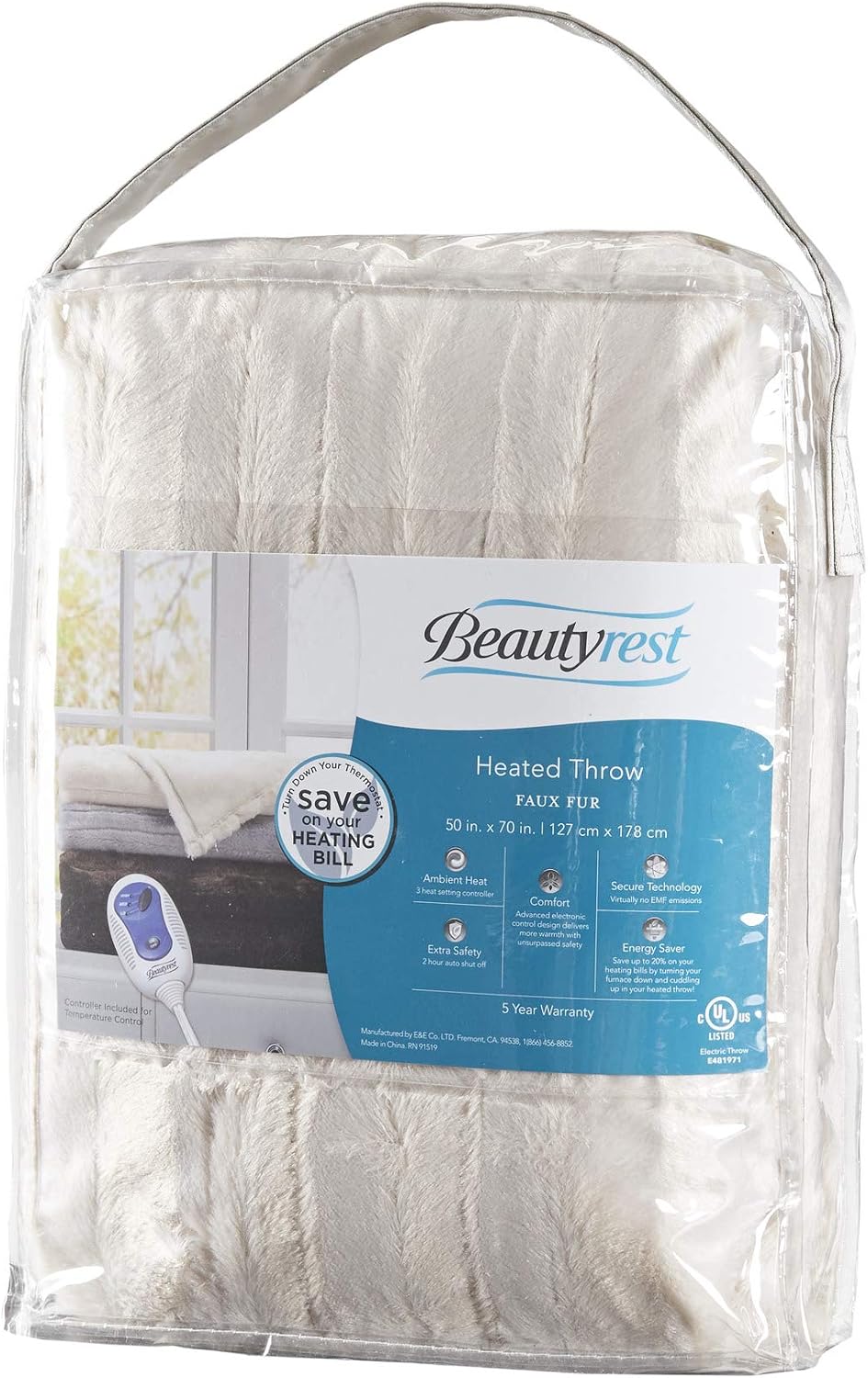 Beautyrest Duke Blanket Luxury Oversize Electric Throw Premium Soft Cozy Brus...