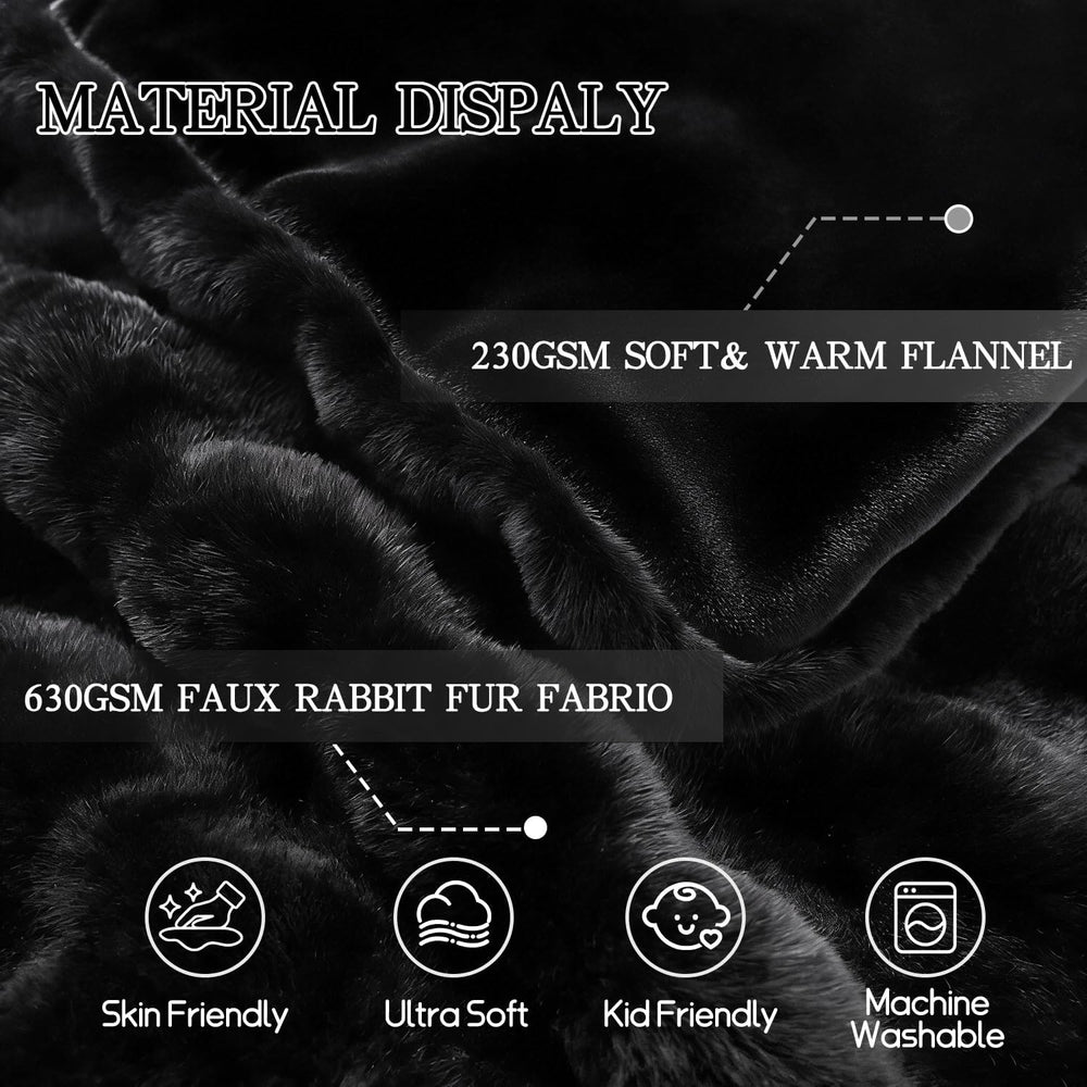 Latepis Soft Black Throw Blanket, Warm Cozy Faux Fur Throw Blanket for Couch,...