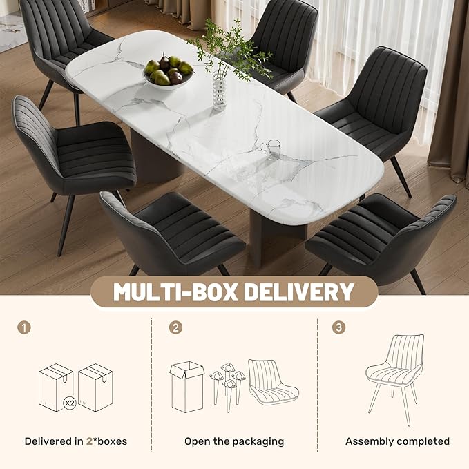 Mid Century Modern Dining Chairs Set of 6, Soft Cushion Upholstered Fabric Ki...
