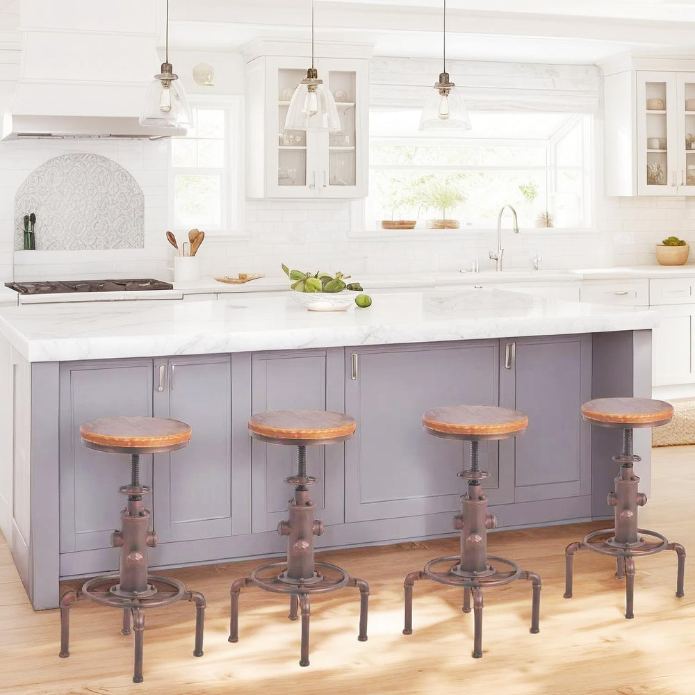Topower Antique Vintage Industrial Barstool Solid Wood Water Pipe Fire Hydran...