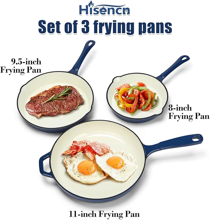 Hisencn Enameled Cast Iron Skillet Set