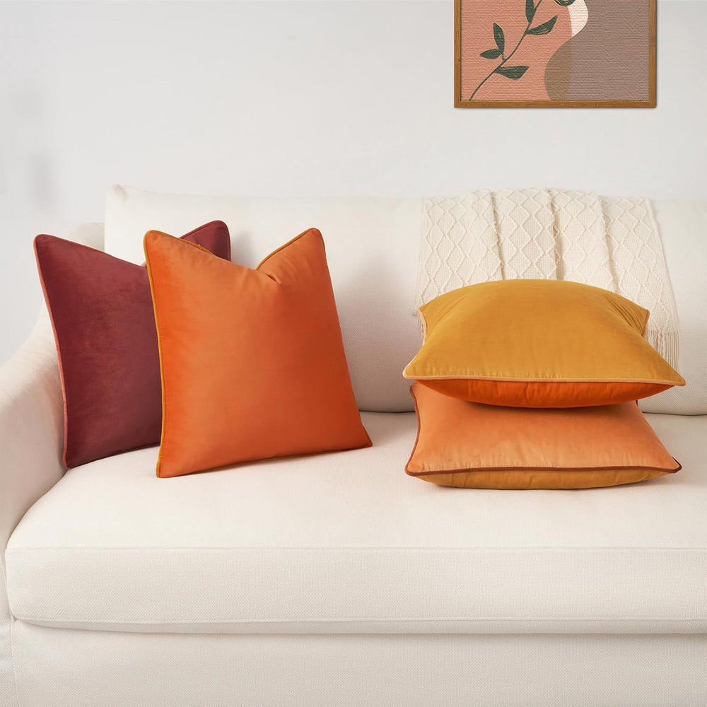 MONDAY MOOSE Decorative Throw Pillow Covers Cushion Cases, Set of 4 Soft Velv...