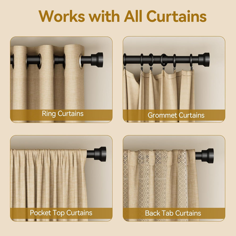 YaFex Curtain Rods 2 Pack 32-114 Inch, Heavy Duty 1 Inch Diameter Black