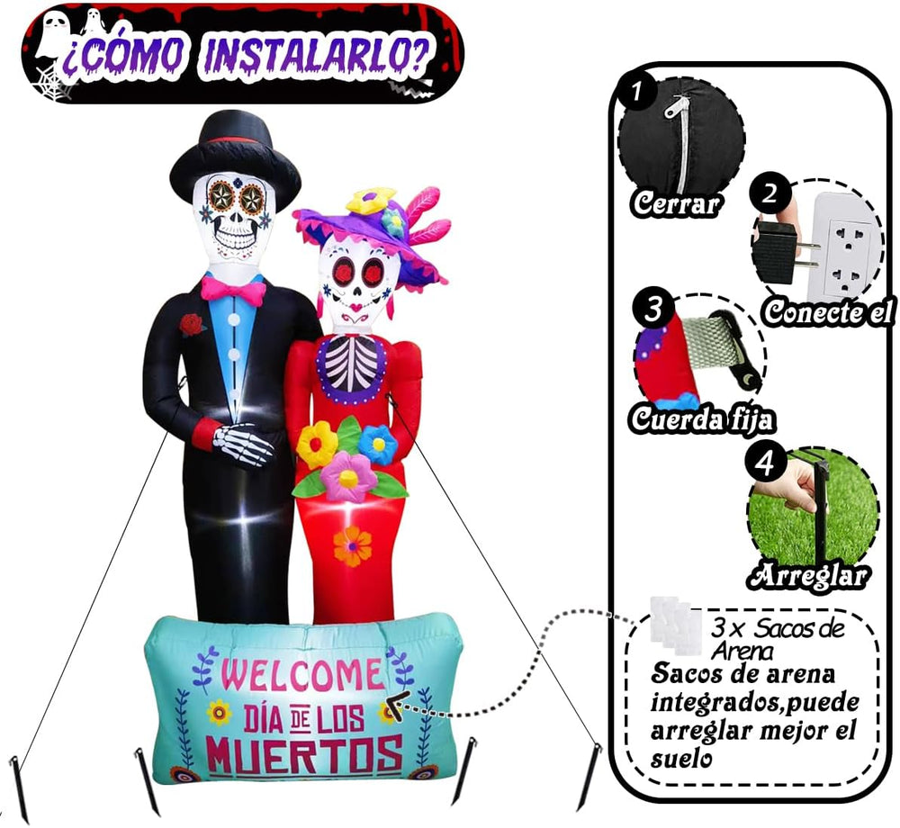 Dia De Los Muertos Decoration, 6 FT Halloween Inflatables Dรฉcor Day of The De...