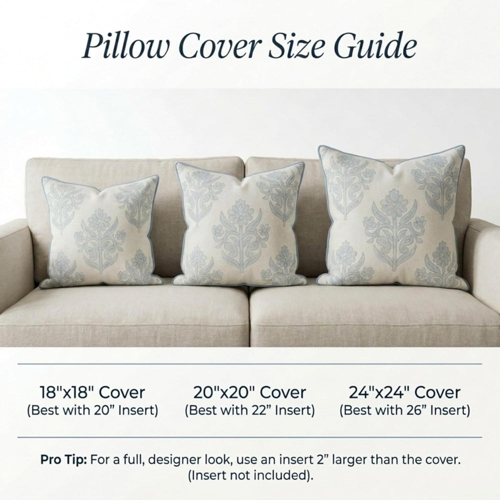 Jillien Harbor “The Naples” Floral Block Print Pillow Cover – Grey and White ...