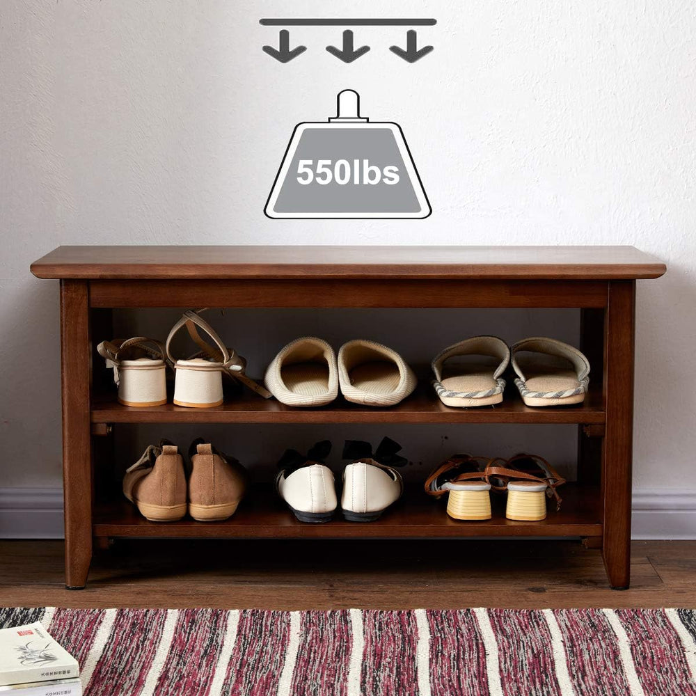 XKZG Shoe Rack Bench Wooden Shoe Storage Bench Rustic Solid Wood Entryway Ben...