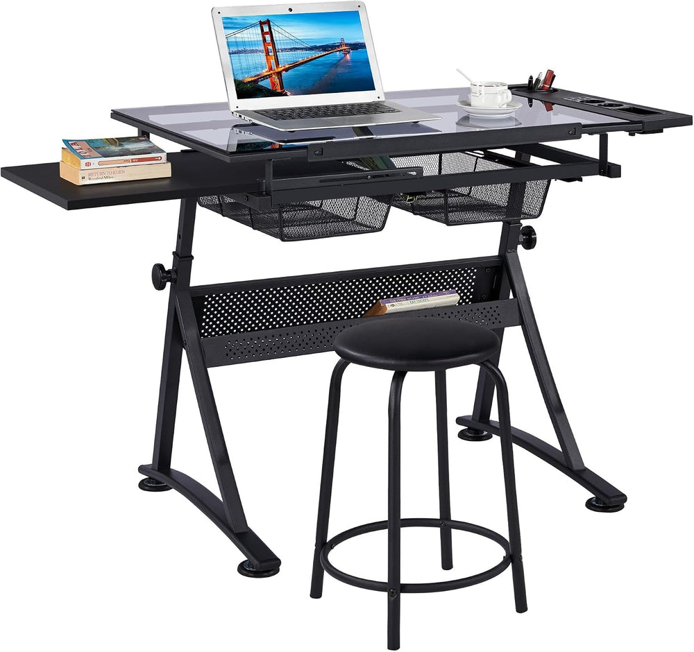 Yaheetech Drawing Table, Art Craft Desk with Adjustable Tabletop, Painters/Ar...
