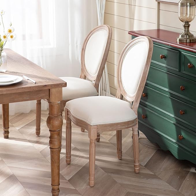 Nrizc French Dining Chairs Set of 2, French Country Dining Chairs, Vintage Fa...