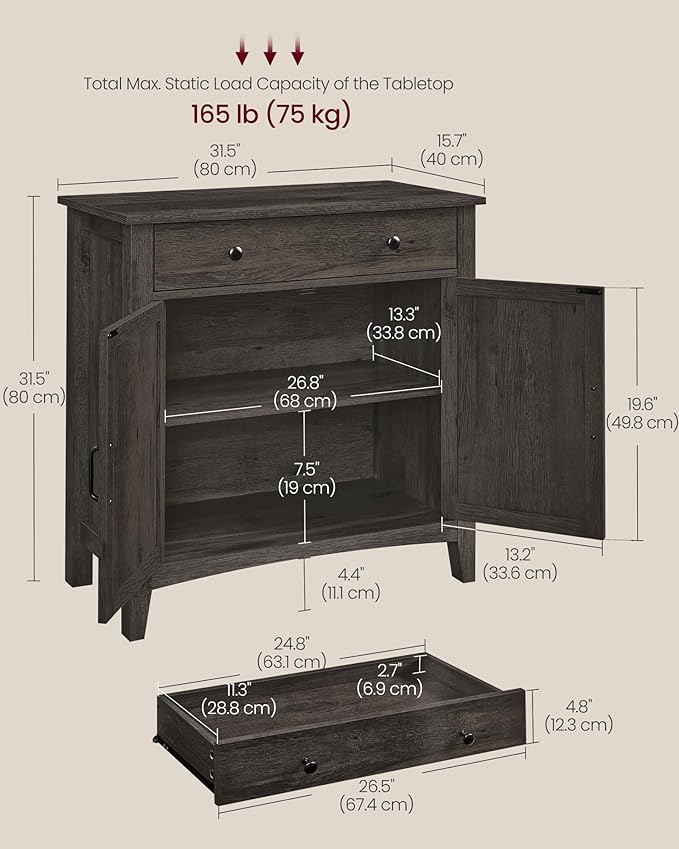 VASAGLE LIRY Collection - Buffet Cabinet, Coffee Bar Cabinet with a Drawer, A...