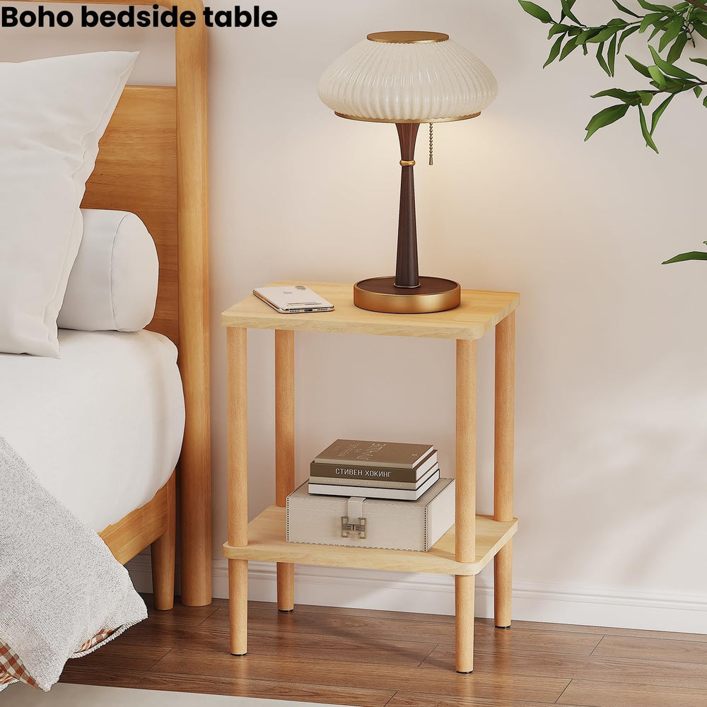 Solid Wood Side Table, Small End Table, Narrow Nightstand Bedside Table