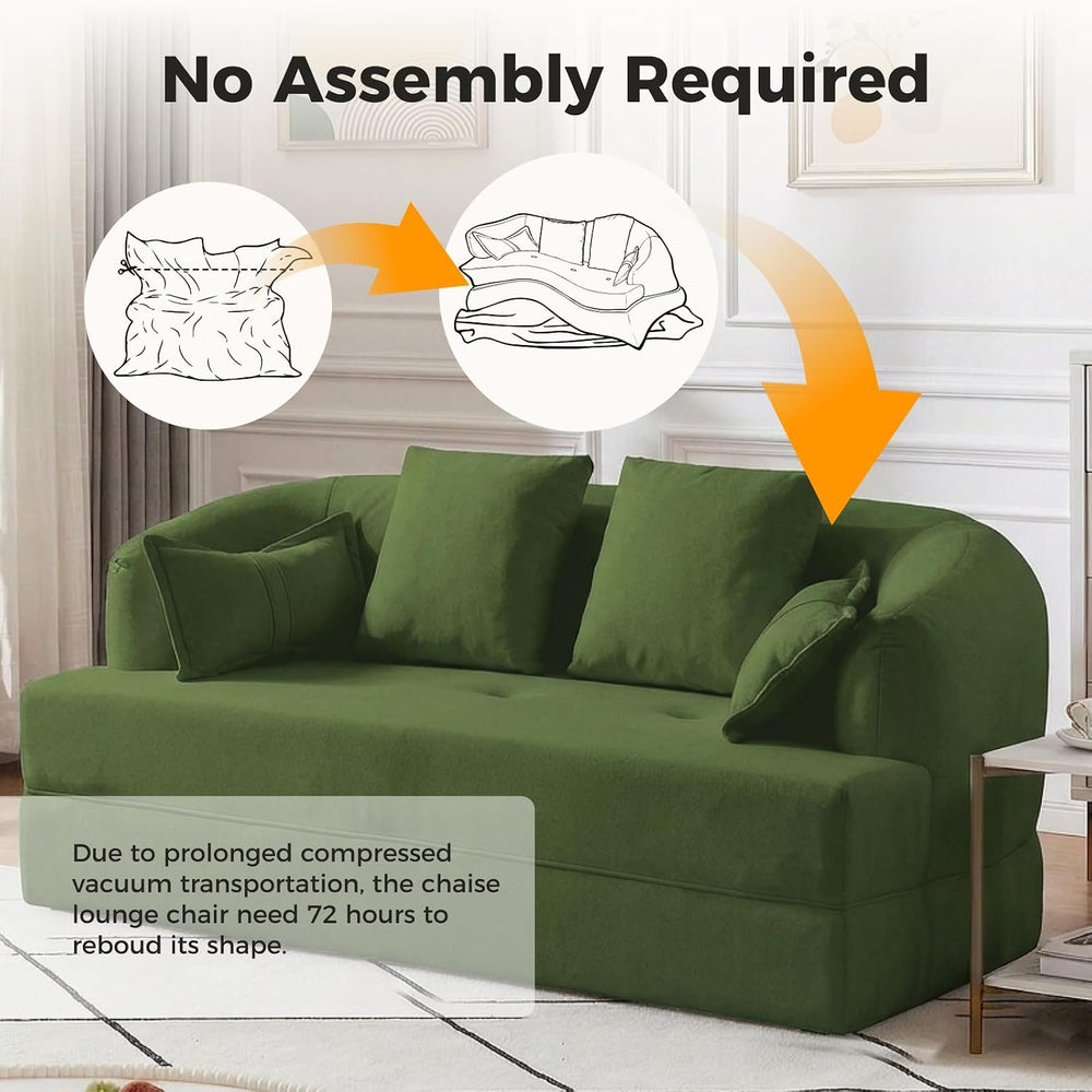 70" Convertible Sofa Bed, Chenille Boneless Comfortable Sleeper Futon