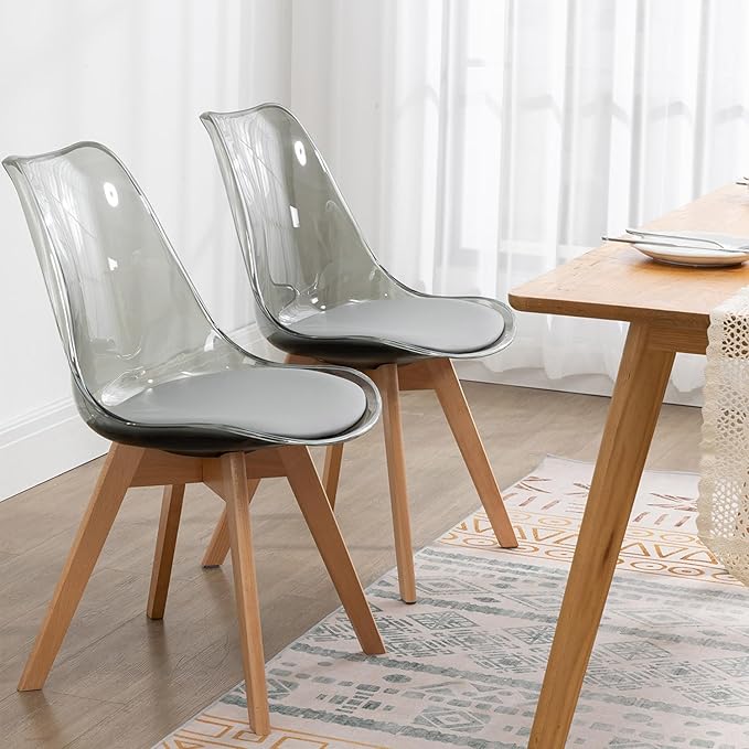 Clear Dining Chairs Set of 2, Modern Acrylic Dining Chair Transparent Chairs ...
