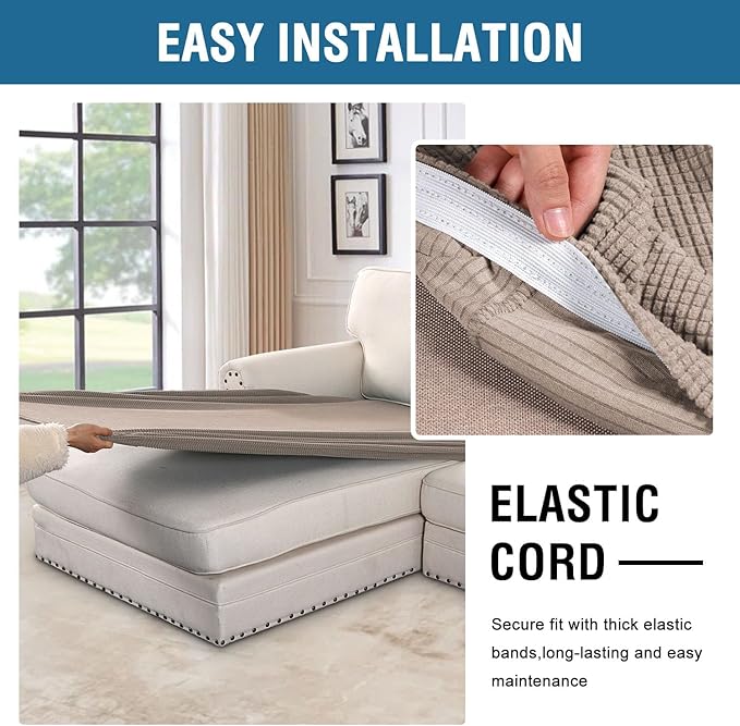 H.VERSAILTEX Super Stretch Individual Chaise Cover Sectional Couch Covers