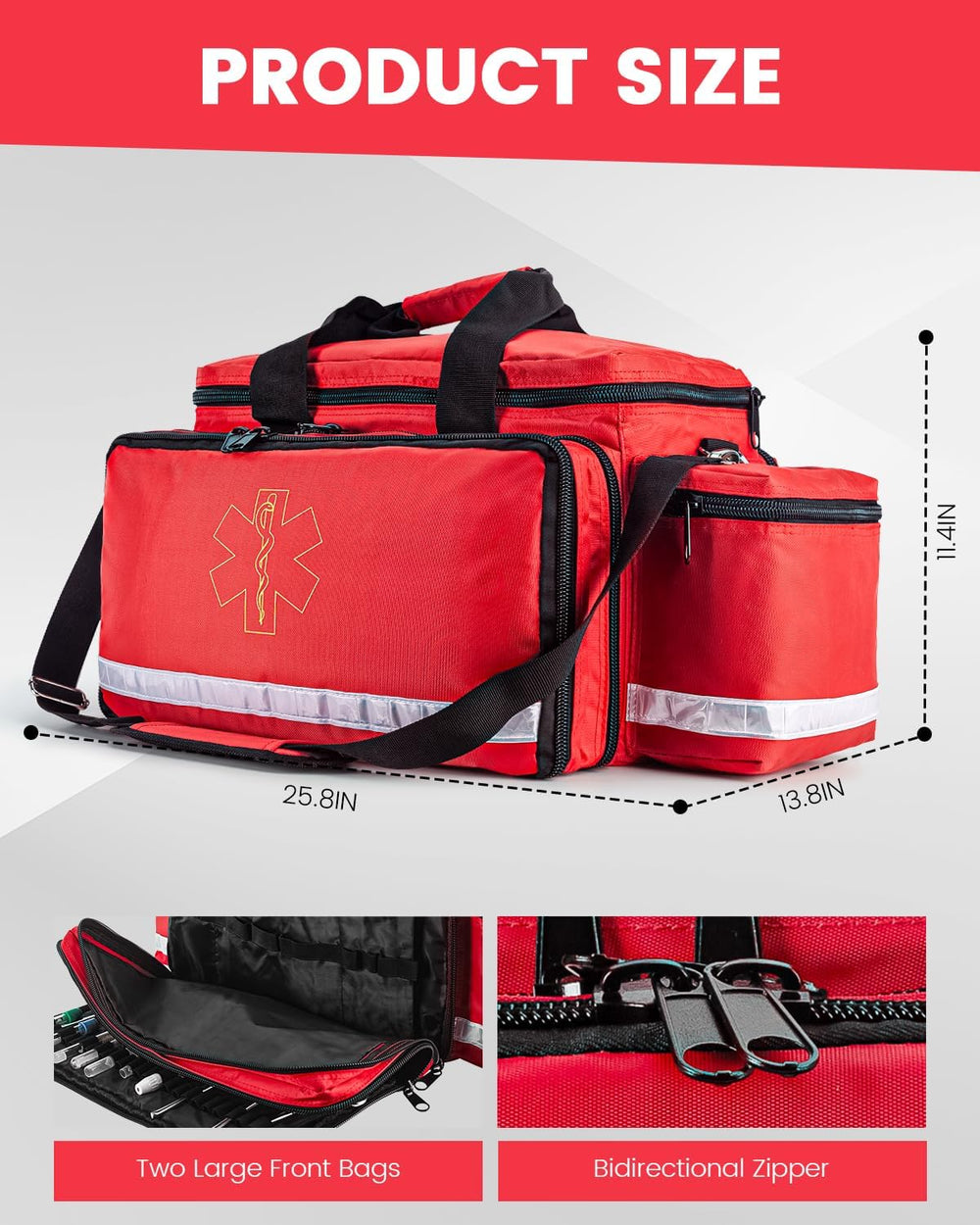 Large Medical Bag Empty, Paramedic Bag EMT Trauma for First Responders
