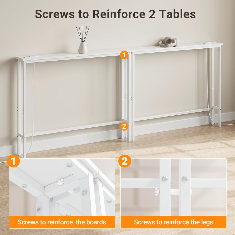 ELYKEN 2 Pack 5.9" Narrow Console Sofa Table with Power Outlets, Total 7...