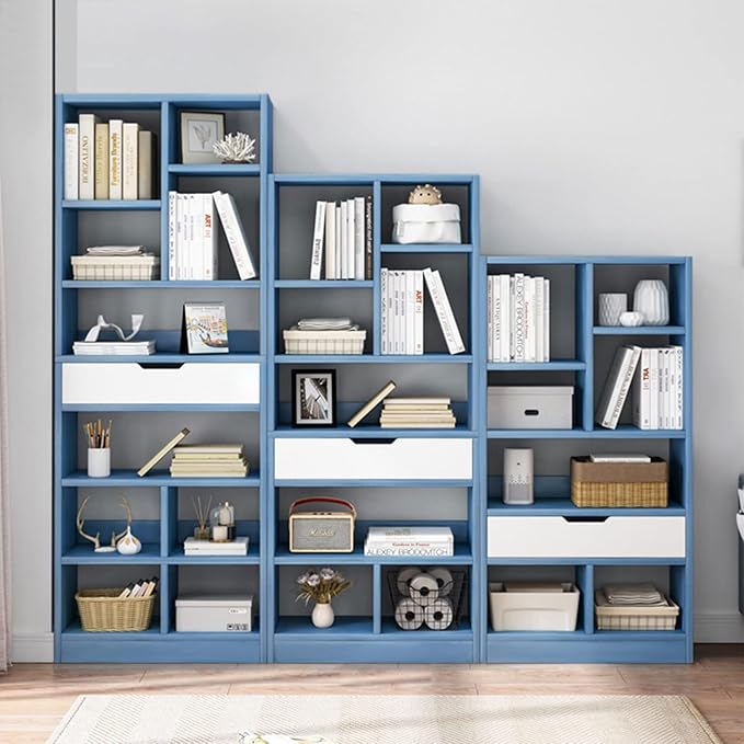 IOTXY Wooden Open Shelf Bookcase - 71 Inches Tall Freestanding Display Storag...