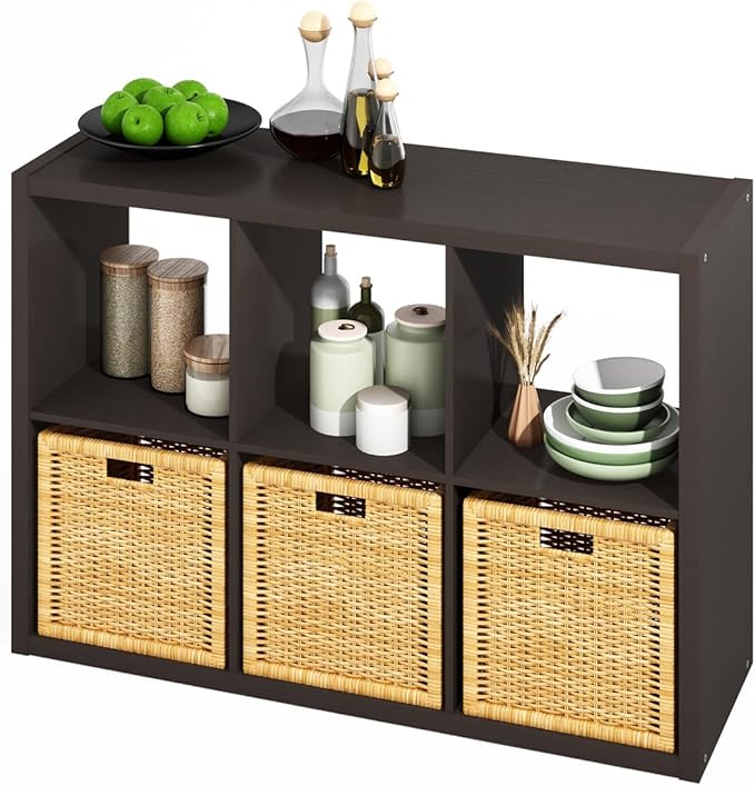 Furinno HERMITE Kitchen Island, 6-Cube Coffee Bar, Extra Thick Kitchen Storage