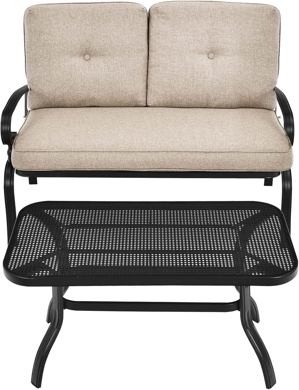 Tangkula Patio Loveseat with Table Set, 2 Seat Cushioned Sofa with Coffee Tab...