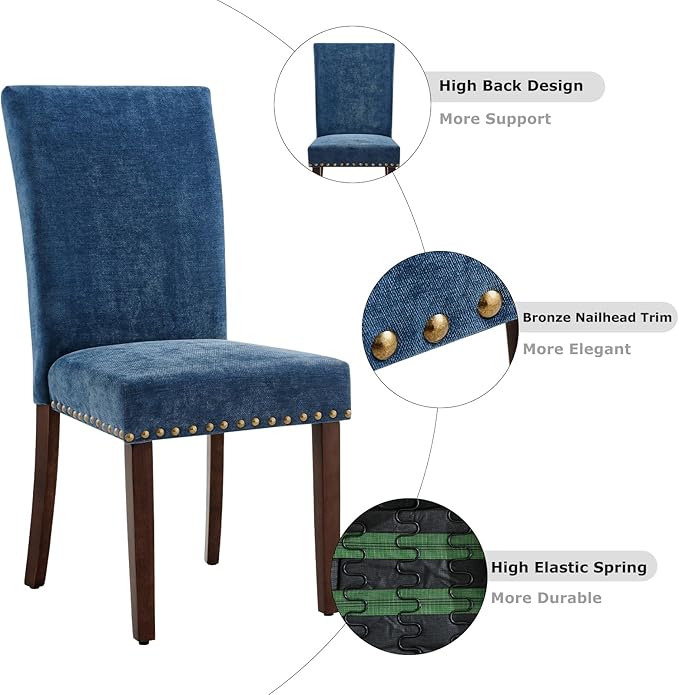 COLAMY Upholstered Parsons Dining Chairs Set of 4, Fabric Dining Room Kitchen...