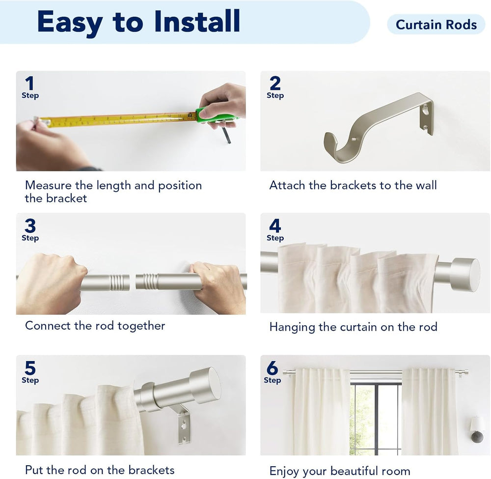 2 Pack Curtain Rods for Windows 28 to 48 Inch(2.3-4ft), 1 Inch Brushed Nickel...