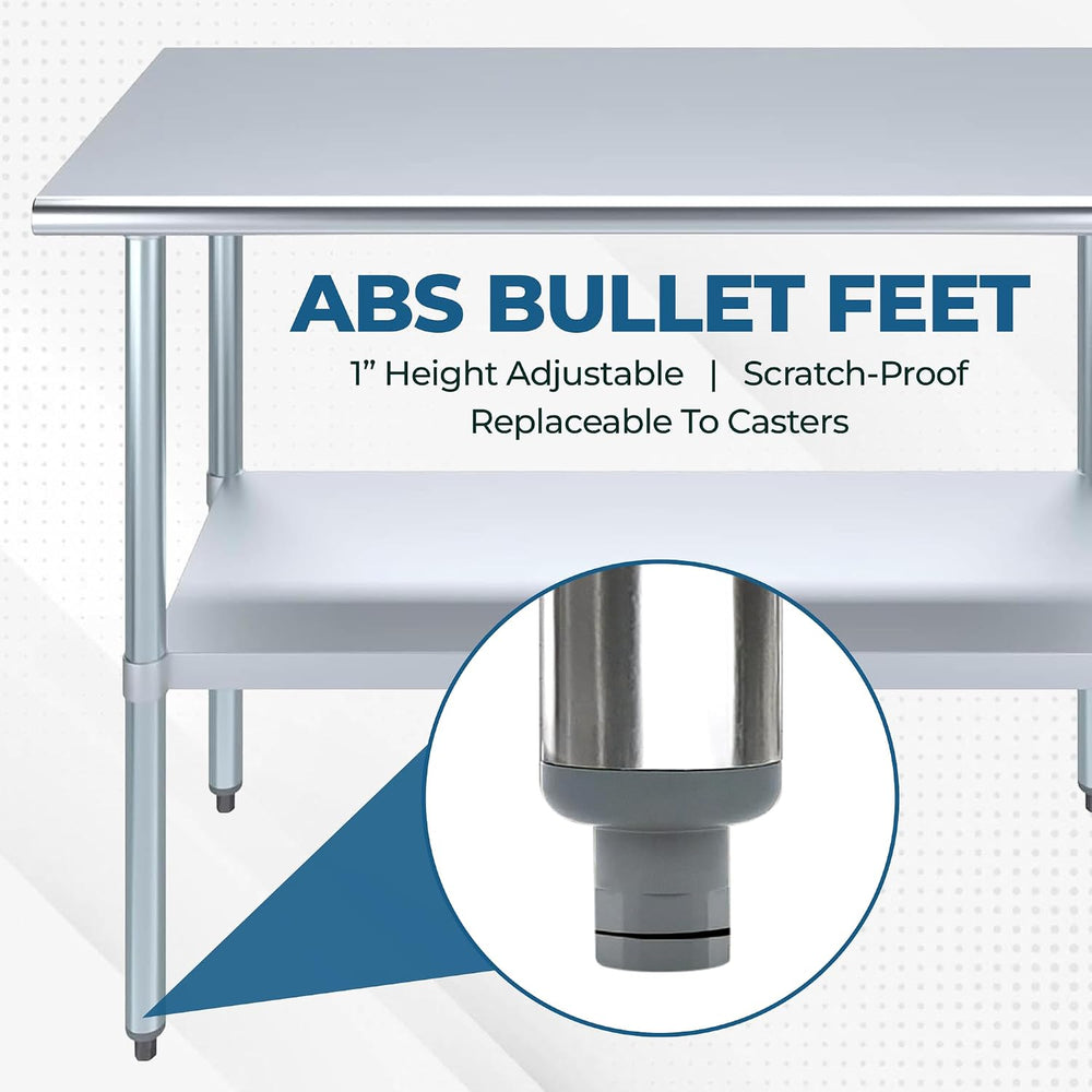 14" x 36" Stainless Steel Prep Table – NSF Certified Heavy Duty Wor...