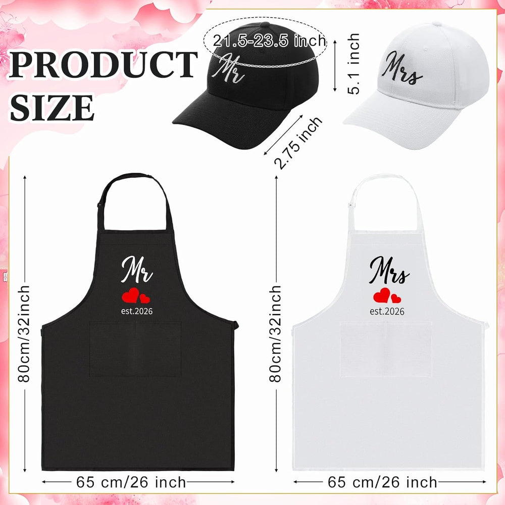15 Pcs Mr Mrs Wedding Gift Set 2026 Aprons Mugs Hats,Bride | Passport Holders...