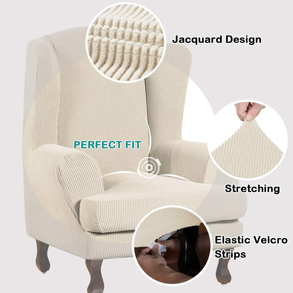 Turquoize Wingback Chair Covers 2 Piece Wing Chair Slipcover Stretch Slipcove...