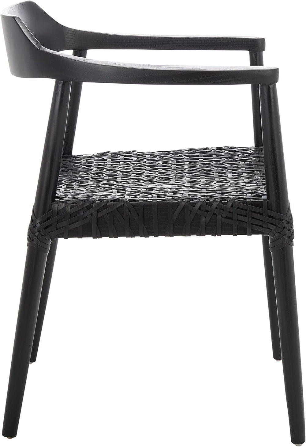 SAFAVIEH Munro Lther Wood Accent Chair, 20" Seat Mid-Century Black ACH1005B
