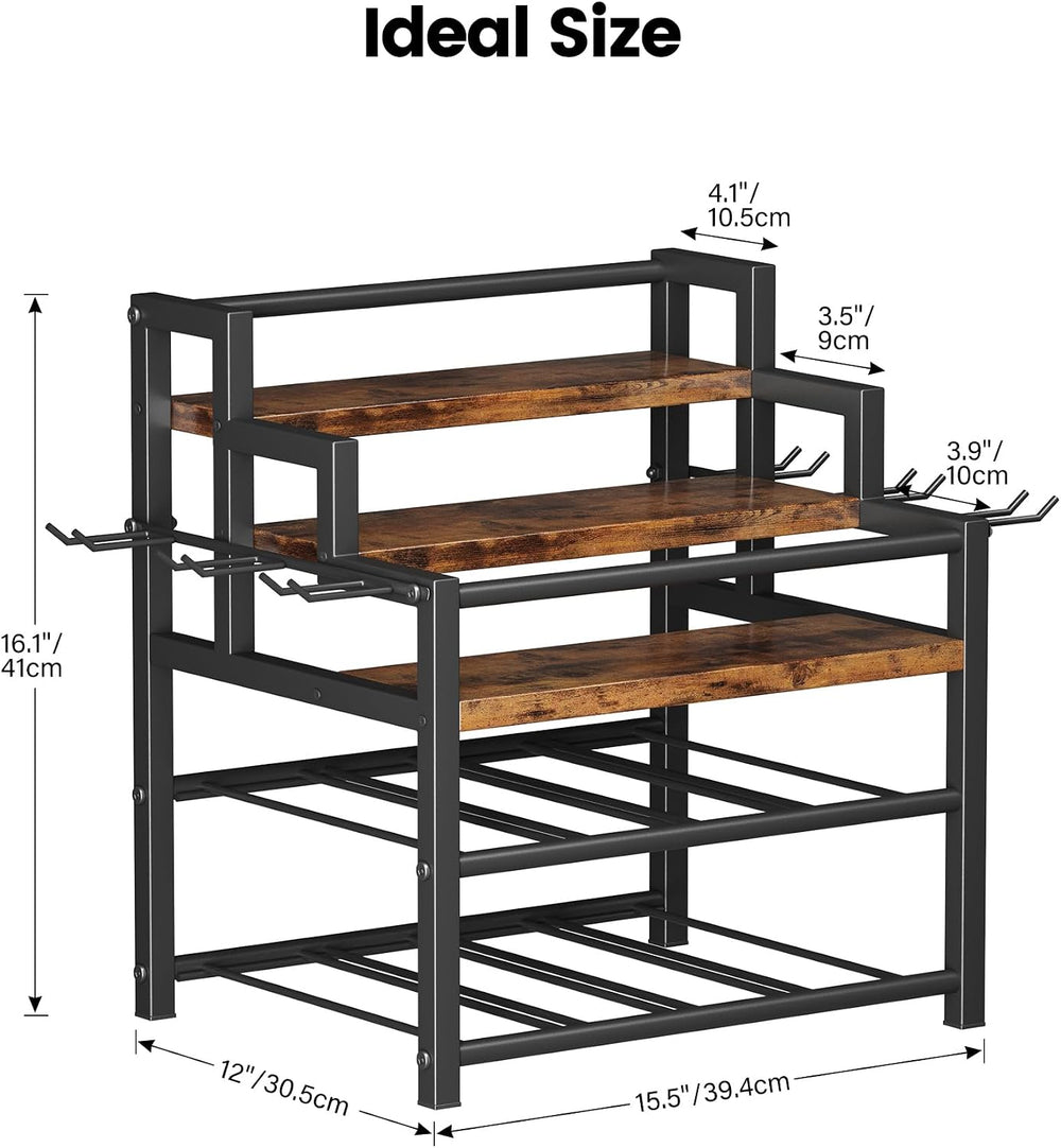 5-Tier Liquor Bottle Display Shelf, Holds up to 20 Bottles, Countertop Wine R...