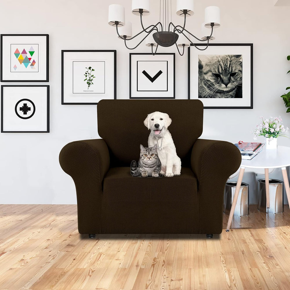 LURKA Stretch Chair Cover for Sofa, 1 Piece Armchair Slipcover, Brown