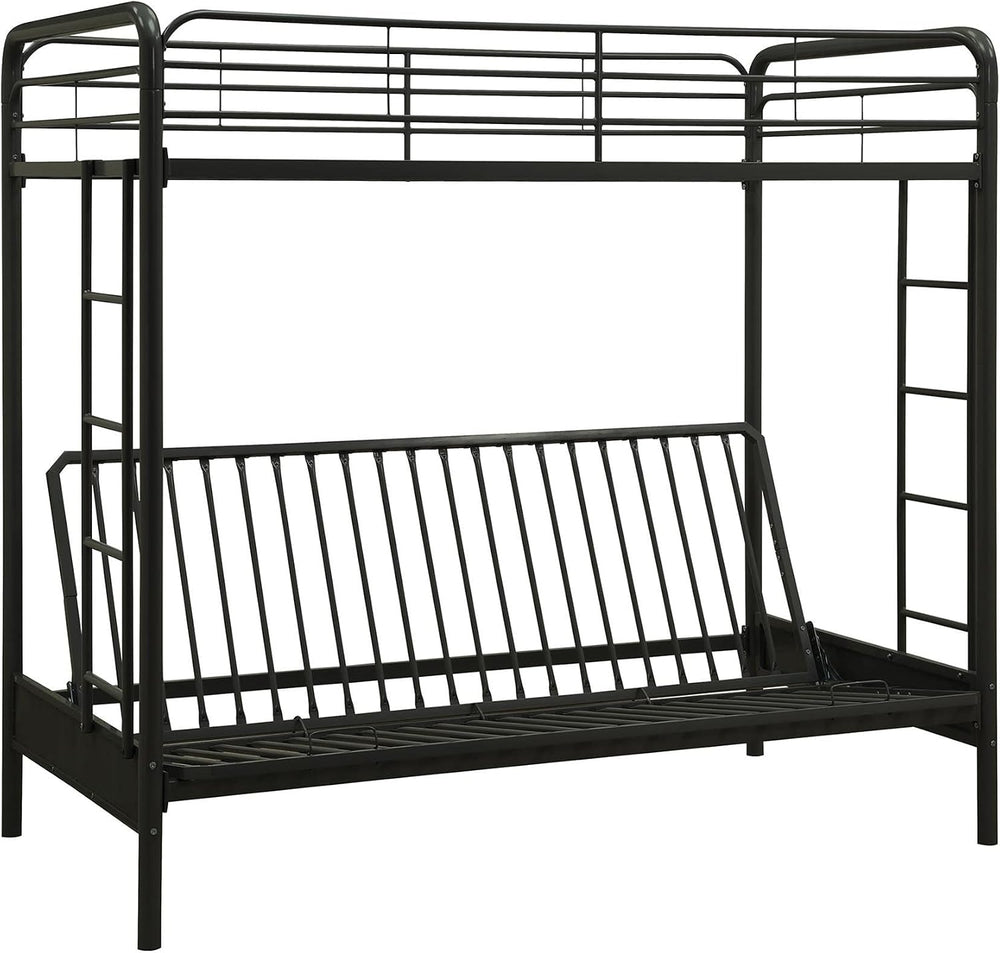 DHP Twin-Over-Futon Convertible Couch and Bed with Metal Frame, Ladder and Gu...