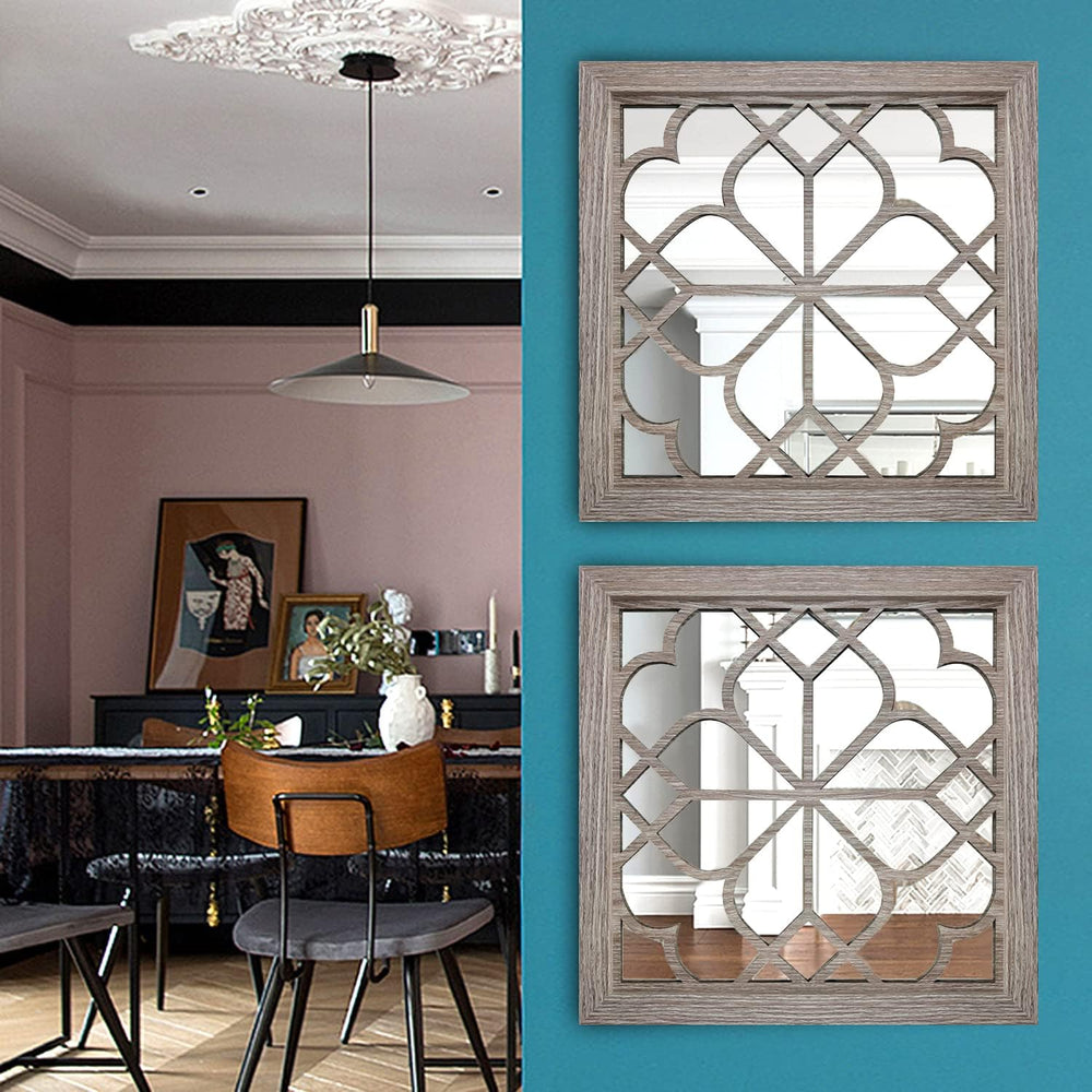 Wocred Set of 4 Mirrors Square Wall Mirror,Gorgeous Rustic Farmhouse Accent M...