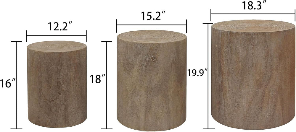 Round Nesting Small Coffee Table Side Table End Set of 3 for Living Room Bedr...